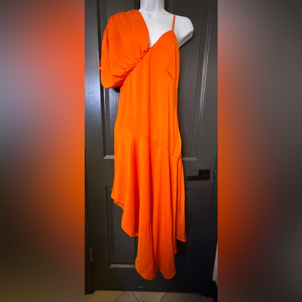 The Drop Vibrant Asymmetrical Orange Dress